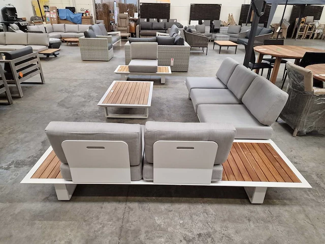 Castle-line donya hoeklounge wit met teak zijtafels - afbeelding 3 van  7