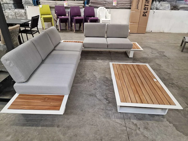 Castle-line donya hoeklounge wit met teak zijtafels - afbeelding 7 van  7