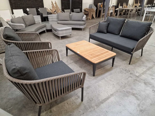 Castle-line lounge set avo 2-zit + 2x1-zit + salontafel teak - afbeelding 1 van  6