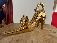 Cat chrome gold h23cm x l33cm - afbeelding 1 van  2