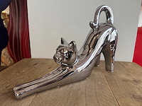 Cat chrome silver h23cm x l33cm - afbeelding 1 van  2