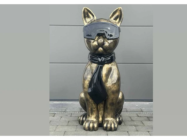 Cat / kat met bril h120cm old gold - afbeelding 1 van  4