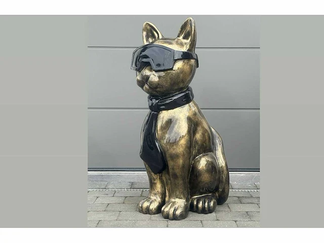 Cat / kat met bril h120cm old gold - afbeelding 2 van  4