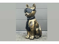 Cat / kat met bril h120cm old gold - afbeelding 2 van  4