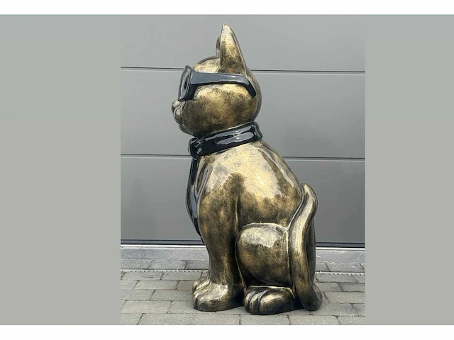 Cat / kat met bril h120cm old gold - afbeelding 4 van  4