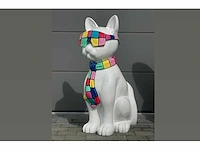 Cat / kat met bril h120cm white multi - afbeelding 1 van  4
