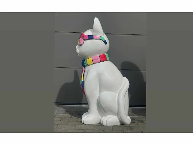 Cat / kat met bril h120cm white multi - afbeelding 2 van  4
