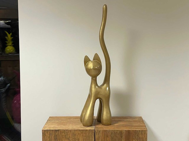 Cat / kat met lange staart h100cm gold - afbeelding 1 van  1