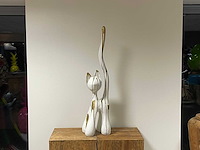 Cat / kat met lange staart h100cm wit trash goud - afbeelding 1 van  1