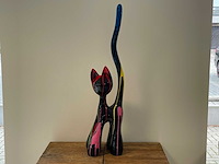 Cat / kat met lange staart h100cm zwart trash - afbeelding 1 van  1