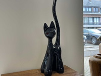 Cat / kat met lange staart h100cm zwart - afbeelding 1 van  2