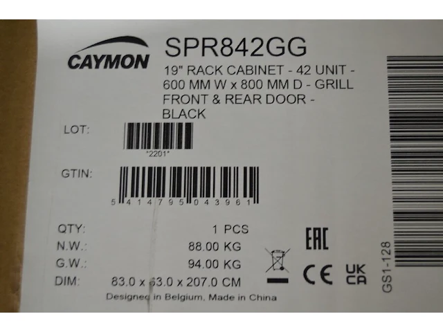 Caymon spr842gg 19 inch rack cabinet 42 units - afbeelding 4 van  4