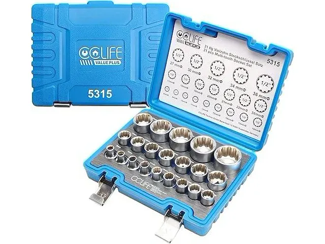 Cclife 21-delige 1/2' 12 kant torx dopsleutelset - afbeelding 1 van  2