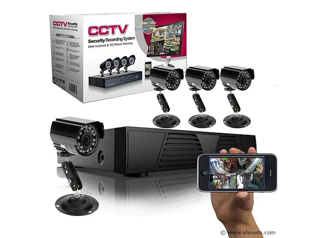 Cctv camera beveiligingset met 4 nachzichtcameras - afbeelding 1 van  2