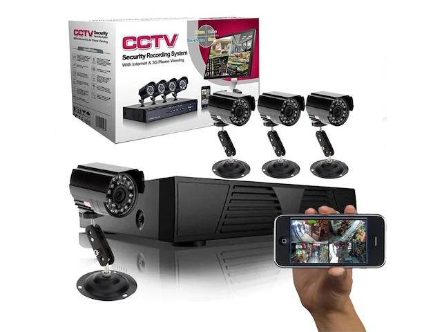 Cctv camera beveiligingset met 4 nachzichtcameras - afbeelding 1 van  2
