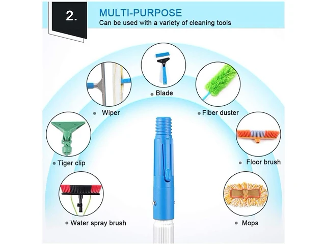 Ceiever raamreiniger met telescopische steel - afbeelding 2 van  7
