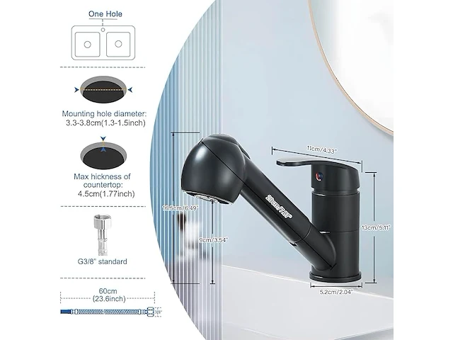 Cesinkin kraan keuken uittrekbaar - afbeelding 3 van  4