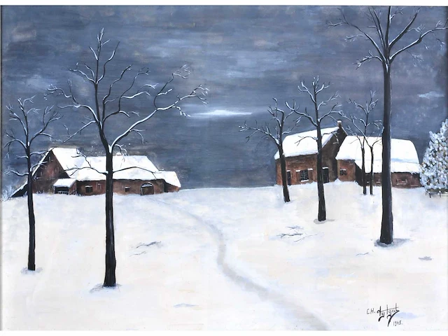 Ch. tytgat - hoeves in de sneeuw - gouache - afbeelding 1 van  9
