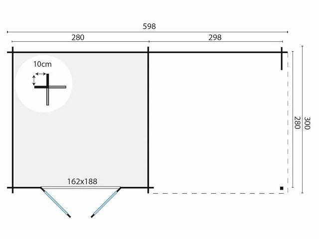 Chappo - tuinhuis 28mm 5980x3000x2170mm geimpregneerd - afbeelding 2 van  5