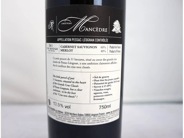 Château mancèdre 2011, pessac-léognan - afbeelding 3 van  4