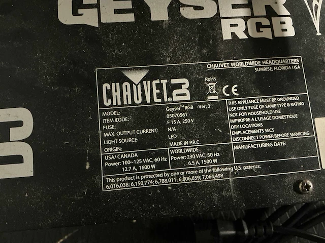 Chauvet dj geyser rgb rookmachine met lichteffect - afbeelding 7 van  7