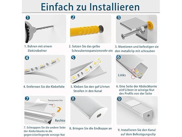 Chesbung led-aluminium profiel (12 x 1m, v-vorm) - afbeelding 3 van  4