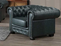 Chesterfield fauteuil - 100% premium buffelleer - verdigris - afbeelding 1 van  6