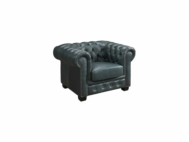 Chesterfield fauteuil - 100% premium buffelleer - verdigris - afbeelding 2 van  6