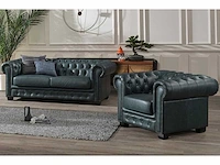 Chesterfield fauteuil - 100% premium buffelleer - verdigris - afbeelding 4 van  6