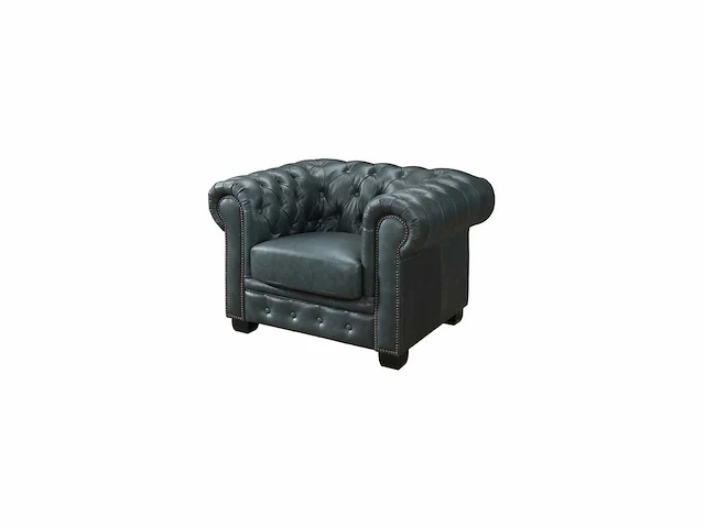 Chesterfield fauteuil - 100% premium buffelleer - verdigris - afbeelding 5 van  6