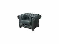 Chesterfield fauteuil - 100% premium buffelleer - verdigris - afbeelding 5 van  6