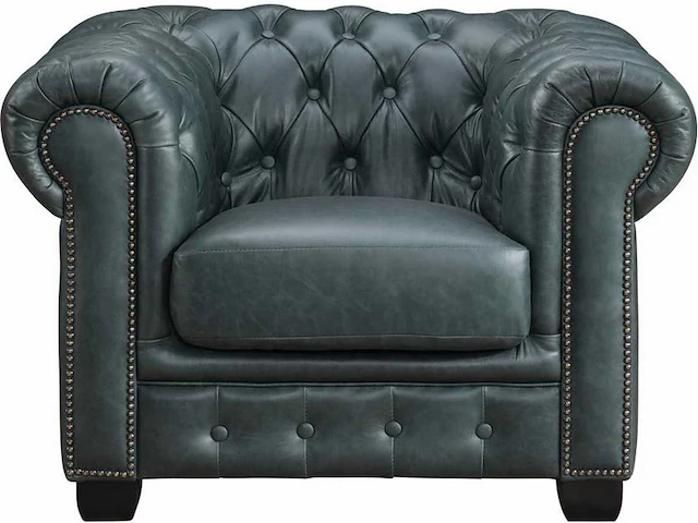 Chesterfield fauteuil - 100% premium buffelleer - verdigris - afbeelding 6 van  6