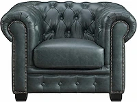 Chesterfield fauteuil - 100% premium buffelleer - verdigris - afbeelding 6 van  6