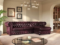 Chesterfield hoekbank 100% buffelleer - bordeaux - rechte hoek - afbeelding 1 van  6