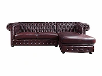 Chesterfield hoekbank 100% buffelleer - bordeaux - rechte hoek - afbeelding 2 van  6