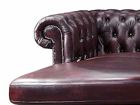 Chesterfield hoekbank 100% buffelleer - bordeaux - rechte hoek - afbeelding 3 van  6