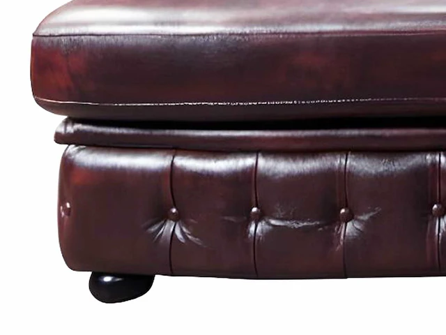 Chesterfield hoekbank 100% buffelleer - bordeaux - rechte hoek - afbeelding 4 van  6