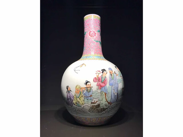 Chinese famille rose bottle vase ‘eight immortals’ - porcelain - china - 20th century - afbeelding 15 van  32