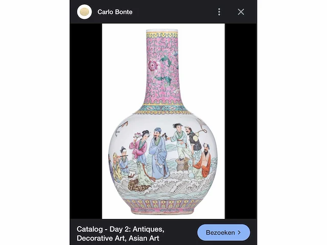 Chinese famille rose bottle vase ‘eight immortals’ - porcelain - china - 20th century - afbeelding 12 van  32