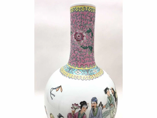 Chinese famille rose bottle vase ‘eight immortals’ - porcelain - china - 20th century - afbeelding 30 van  32