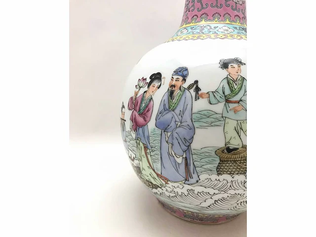 Chinese famille rose bottle vase ‘eight immortals’ - porcelain - china - 20th century - afbeelding 32 van  32