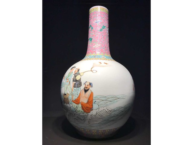 Chinese famille rose bottle vase ‘eight immortals’ - porcelain - china - afbeelding 18 van  38