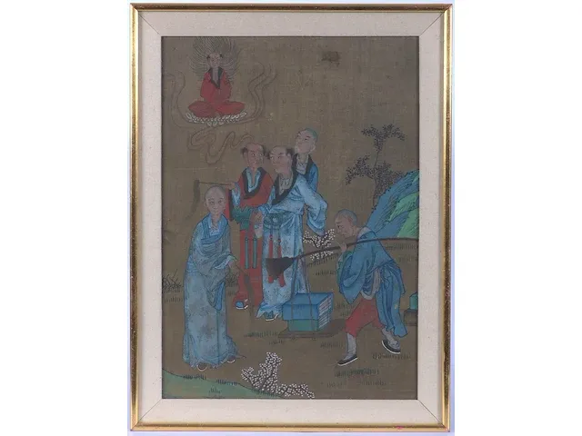 Chinese gouache op zijde, 19e eeuw - afbeelding 1 van  1