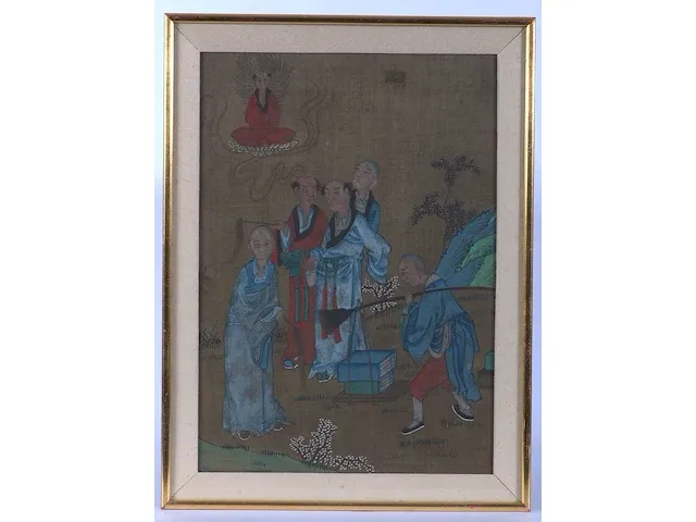 Chinese gouache op zijde, 19e eeuw - afbeelding 1 van  1
