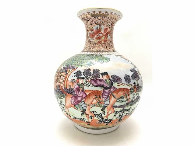 Chinese guangzhou export porcelain vase with hunting scene - european market - (early 20th century) - afbeelding 1 van  34