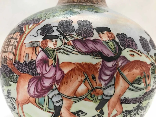 Chinese guangzhou export porcelain vase with hunting scene - european market - (early 20th century) - afbeelding 14 van  34