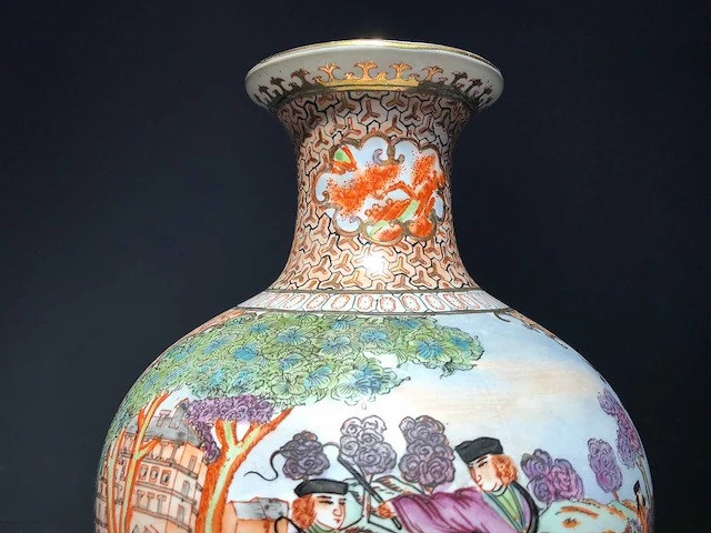 Chinese guangzhou export porcelain vase with hunting scene - european market - (early 20th century) - afbeelding 17 van  34