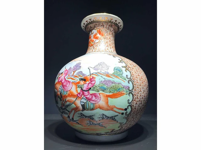 Chinese guangzhou export porcelain vase with hunting scene - european market - (early 20th century) - afbeelding 21 van  34