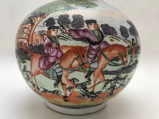 Chinese guangzhou export porcelain vase with hunting scene - european market - (early 20th century) - afbeelding 12 van  34