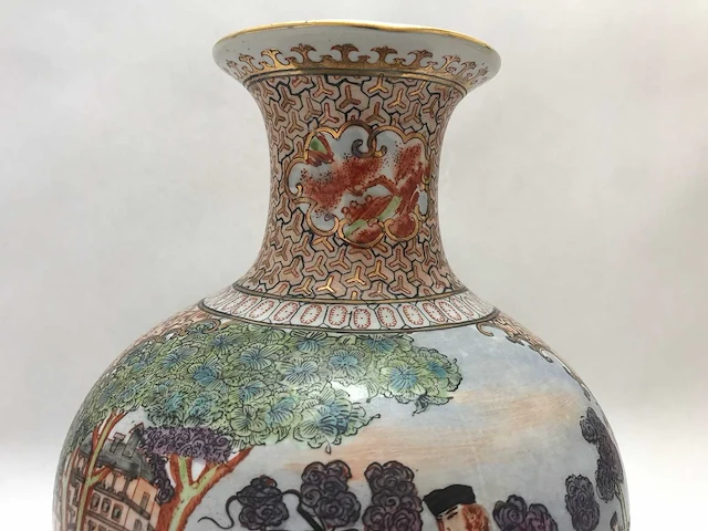 Chinese guangzhou export porcelain vase with hunting scene - european market - (early 20th century) - afbeelding 23 van  34